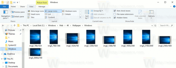Windows 10-miniatyrbilder videorulle