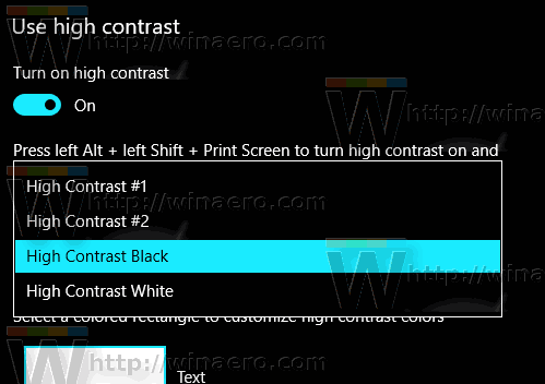Temas de alto contraste do Windows 10