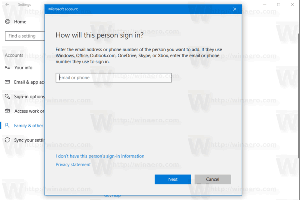 Veiviser for ny brukerkonto Windows 10