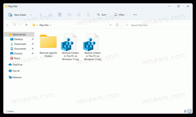 Pašalinkite šio kompiuterio aplankus „Windows 11“ naudodami REG failus