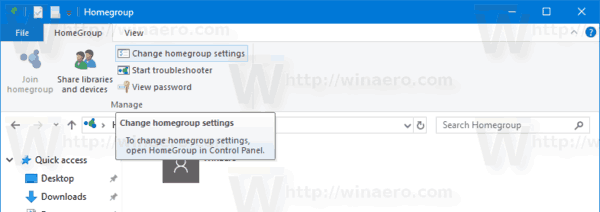 HomeGroup ღილაკის პარამეტრების შეცვლა File Explorer