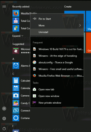 Меню «Пуск» видалення Windows 10