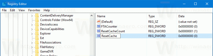 Registro Live Tile Cache ResetCache 32bit Dword
