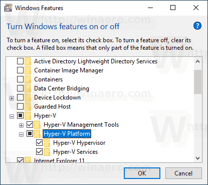 Windows 10 Ενεργοποίηση HyperV