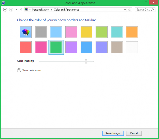 Barva in videz sistema Windows 8.1