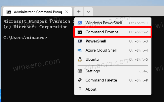 Přepněte Windows Terminal na příkazový řádek