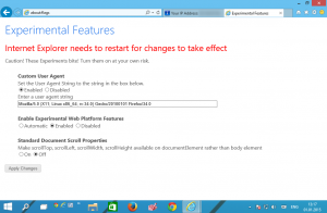 შეცვალეთ მომხმარებლის აგენტი Internet Explorer 11-ში