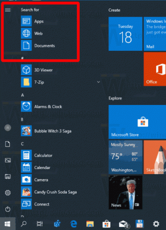 Windows 10 אפשרויות חיפוש חדשות