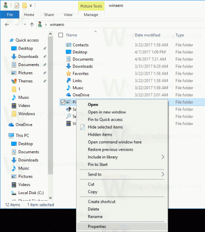Windowsの画像フォルダのプロパティ