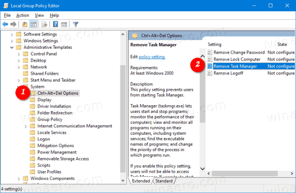 Windows 10 Deshabilitar el Administrador de tareas