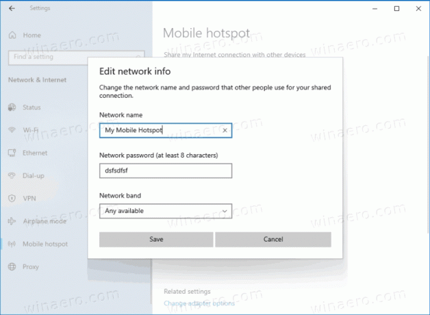 Omogućite mobilnu pristupnu točku u sustavu Windows 10, 2. korak