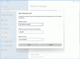 Byt namn på mobil hotspot och byt lösenord och band i Windows 10