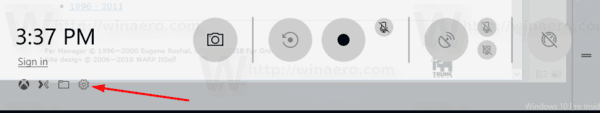 Икона за опции на лентата за игри на Windows 10