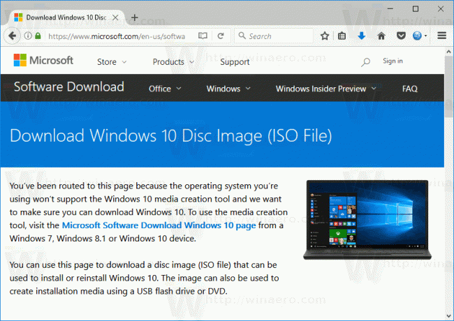 „Windows 10“ tiesiogiai atsisiųskite ISO vaizdus