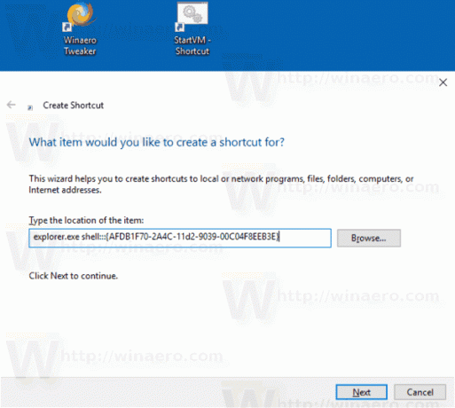 Автономна папка файлів Windows 10 Створіть ярлик вручну 1