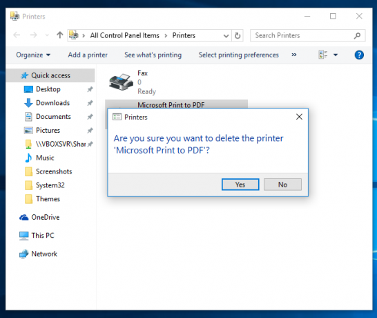 Windows 10 PDF 프린터 02 삭제