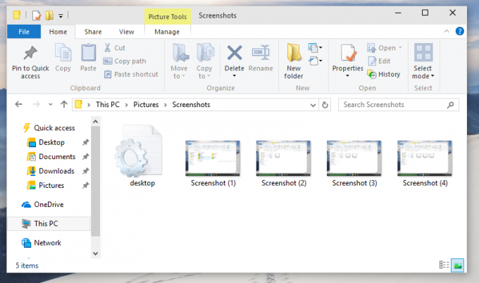 Priečinok snímok obrazovky systému Windows 10