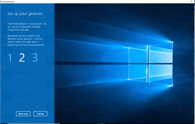 Windows 10 Gesta kreslení hesla pro obrázek