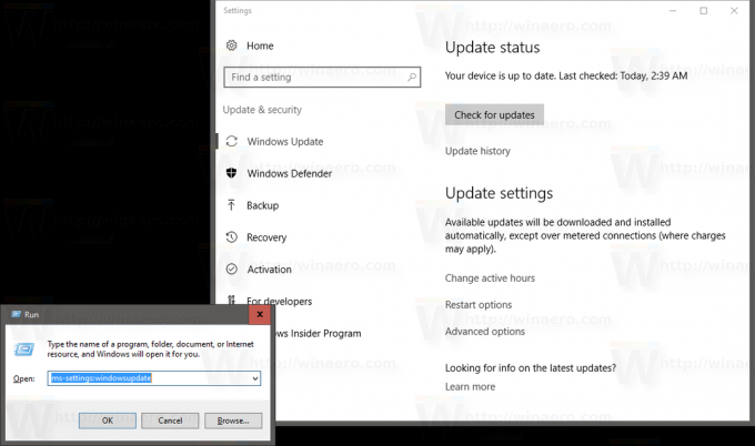 Windows Update-Seite in der Einstellungs-App
