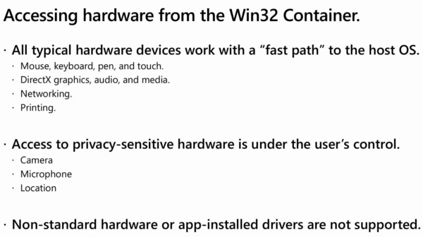 Windows 10X Win32Appsハードウェアアクセス