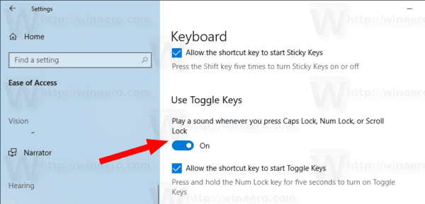 Windows 10 Povolit přepínání kláves
