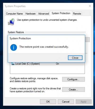 시스템 보호 새로운 포인트 생성 03 Windows 10