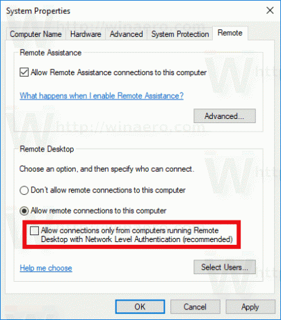 Włącz starsze połączenia RDP w systemie Windows 10