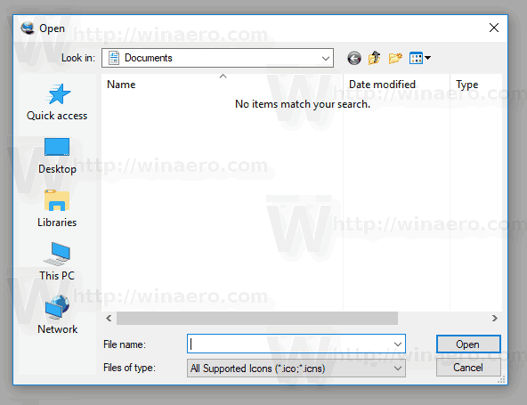 Klasszikus nyílt párbeszédpanel Windows 10 