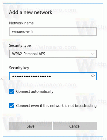 Pievienojiet bezvadu tīkla profilu operētājsistēmā Windows 10