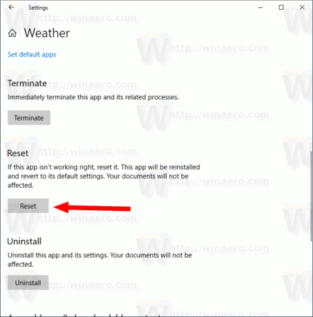Windows 10 รีเซ็ตแอปสภาพอากาศ