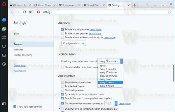 Opera 47 RSS-scanning