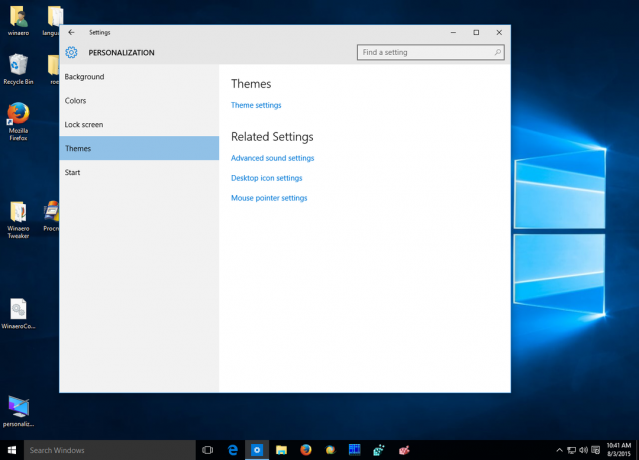 Windows 10 motīvu iestatījumi