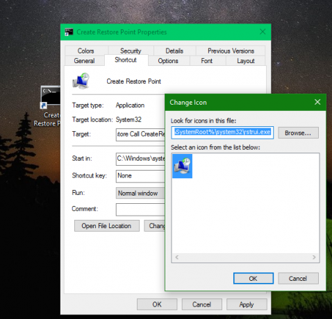 Verknüpfungssymbol für Windows 10 Wiederherstellungspunkt