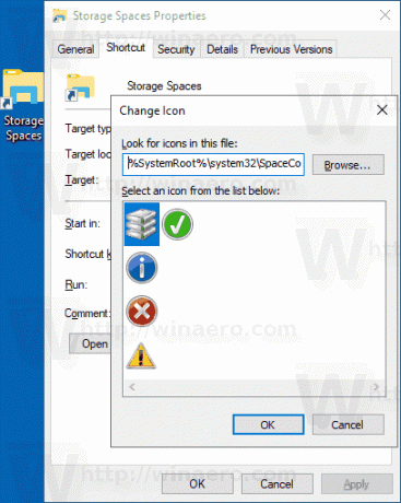Windows 10 Storage Spaces მალსახმობის ხატულა