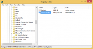 Kā darbvirsmā iespējot mobilitātes centru operētājsistēmā Windows 8.1