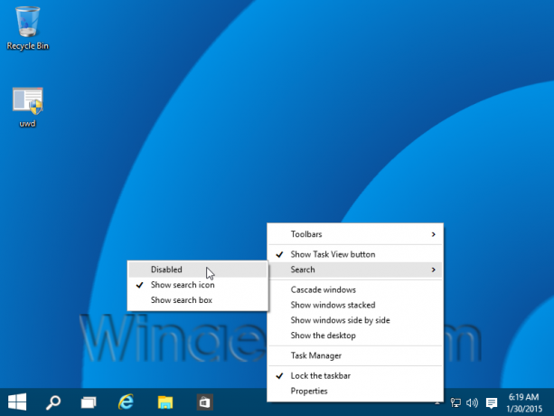 გამორთეთ საძიებო დავალების პანელი Windows 10