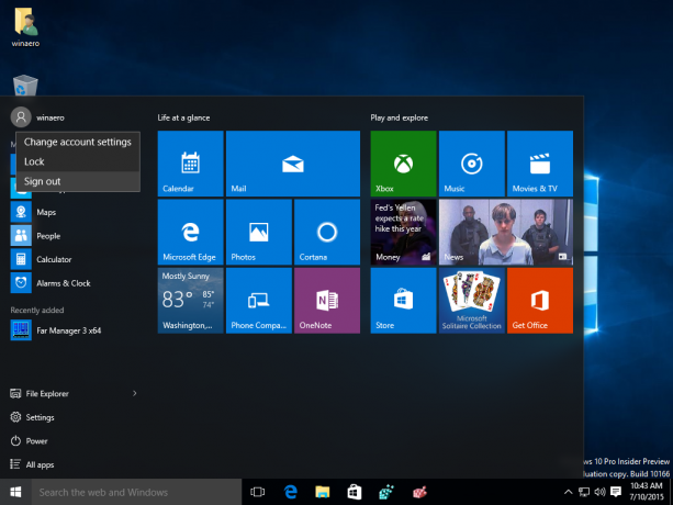 01 Windows 10 menüü Start logi välja