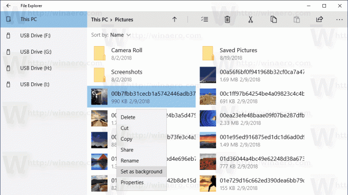 Menu de contexto do Windows 10 UWP File Explorer 