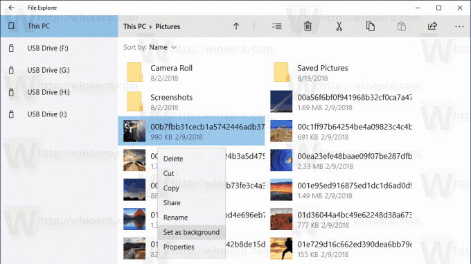 Windows 10 UWP File Exploreri kontekstimenüü 