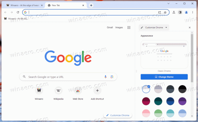 Google Chrome Персонализиране на опциите на страничната лента