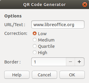 LibreOffice 6.4 QR კოდების გენერატორი