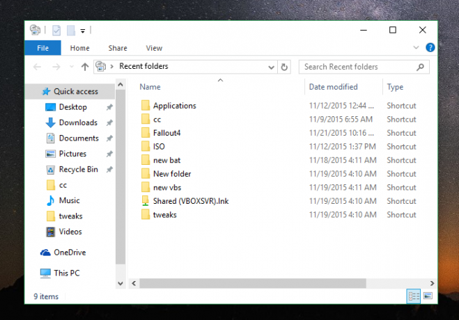Windows 10 executa abrir locais recentes 2