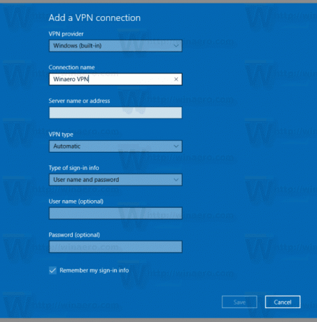 VPN 연결 이름 Windows 10