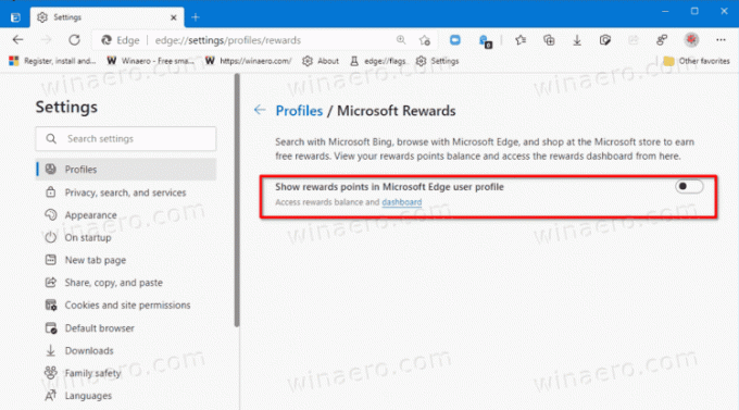 Microsoft Reward Points In Edge-profil