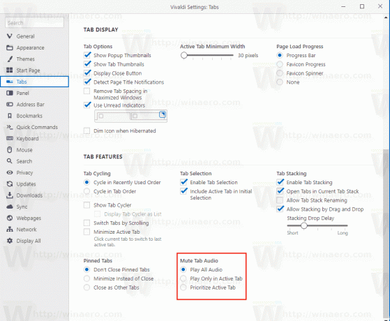 Opsi Suara Tab Vivaldi