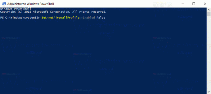 Powershell의 Windows 10에서 Windows 방화벽 비활성화