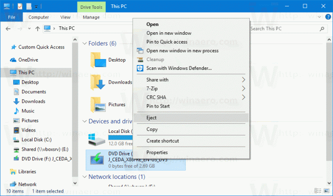 Windows 10 Odinstaluj ISO za pomocą Eksploratora plików