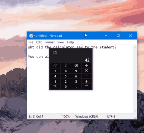 Widget de calcul Windows 10