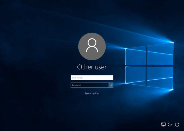 Layar masuk Windows 10 tanpa nama pengguna
