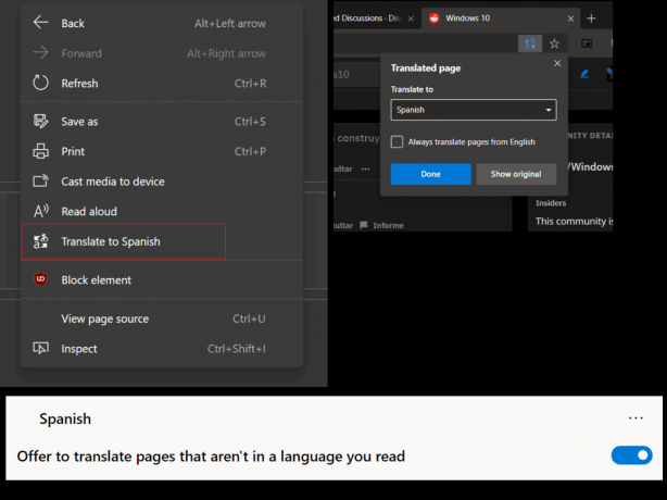 Microsoft Edge Chromium Translator indstillinger 2